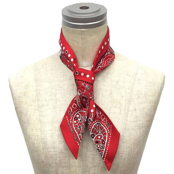 HERMES Authentic Red Silk Scarf - Picture 2 of 3